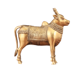 Brass Standing Nandi Statue | 16" x 15" x 4" | 9.3 kg | Golden Finish | Traditional Hindu Temple Bull Sculpture | Sacred Art | Jaipurio